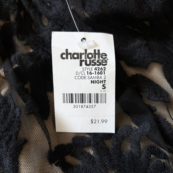 Charlotte Russe Embroidered Black Floral Lace Top Womens Small Whimsigoth Y2K - Picture 7 of 15